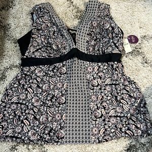 Cacique V Neck Tankini Top